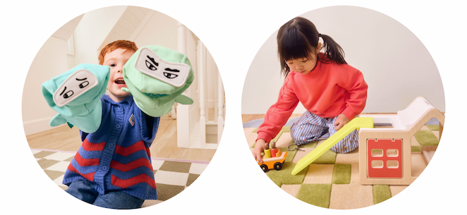 Storytelling Puppet Set w/ Changing Emotion Eyes, Modular Playhouse