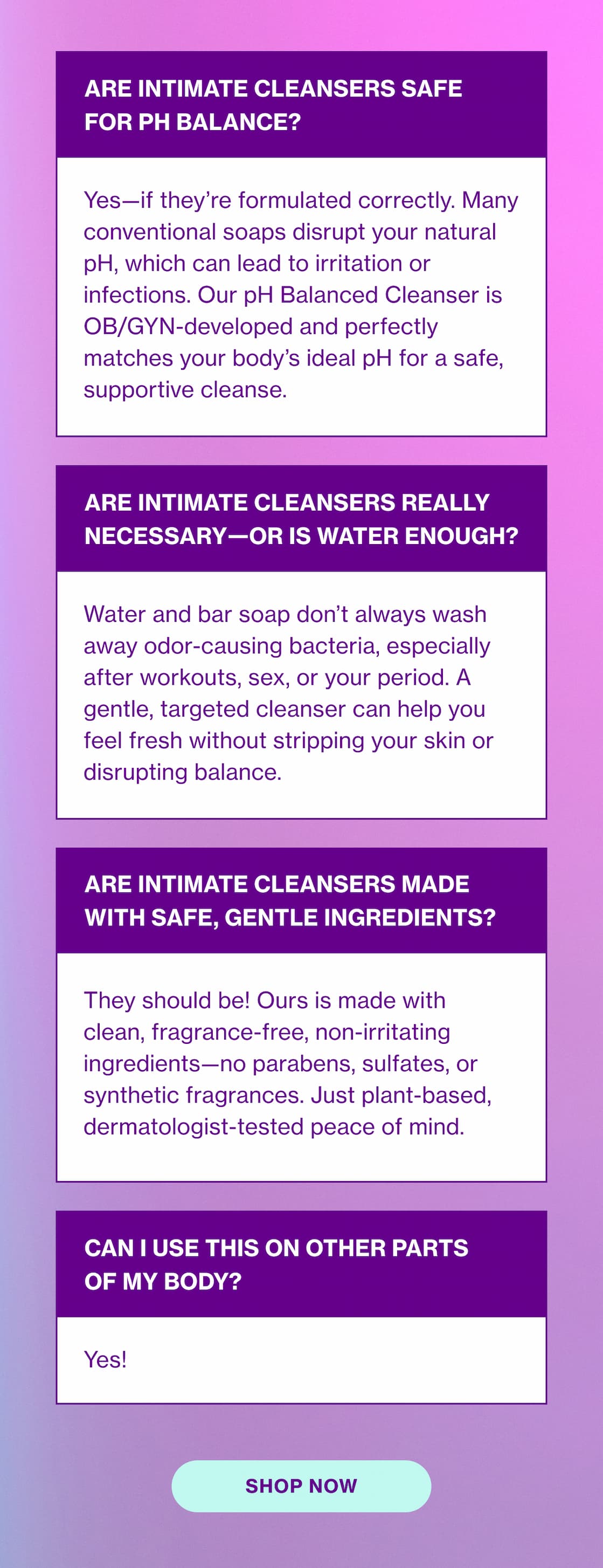 ARE INTIMATE CLEANSERS SAFE FOR PH BALANCE? | SHOP NOW