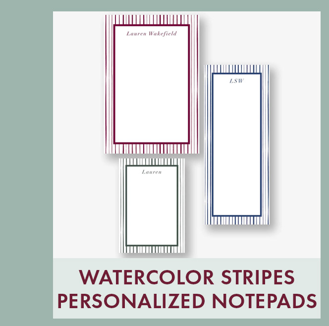 Watercolor Stripes Mixed Personalized Notepads