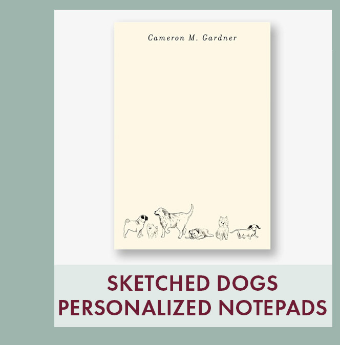 Sketched Dogs Personalized Notepad Set
