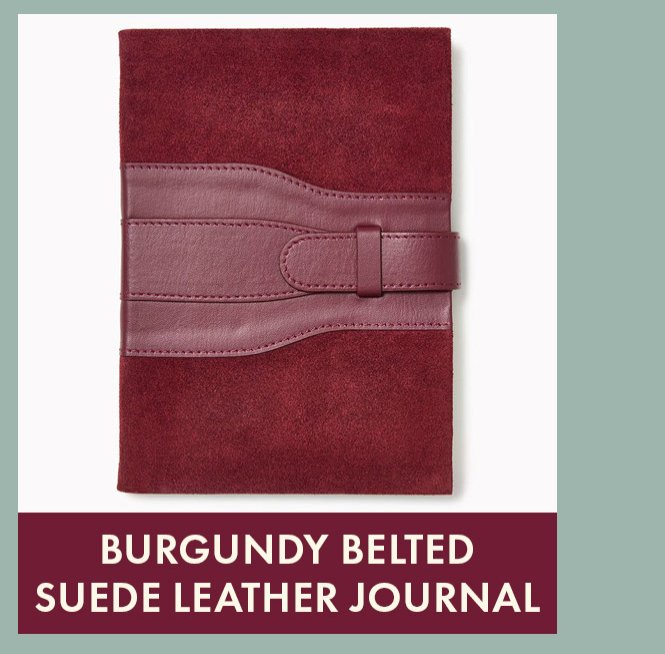 Burgundy Belted Suede Leather Journal