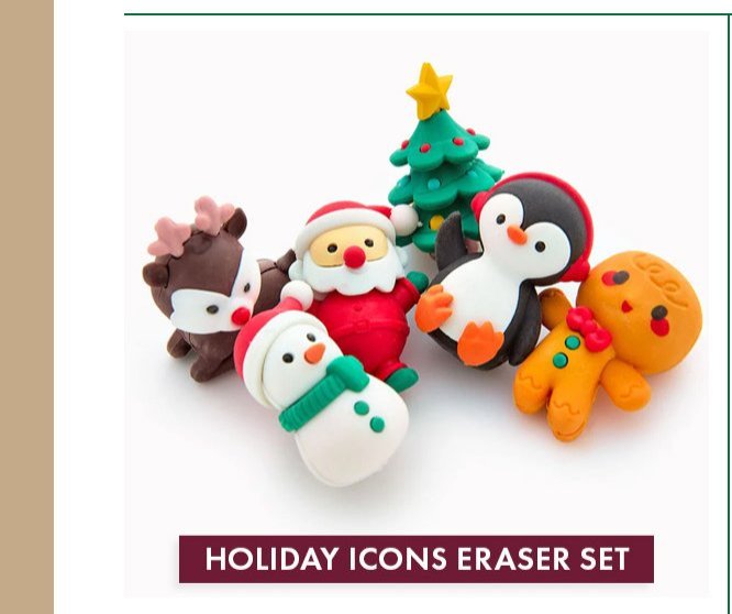 6 Piece Holiday Icons Eraser Set