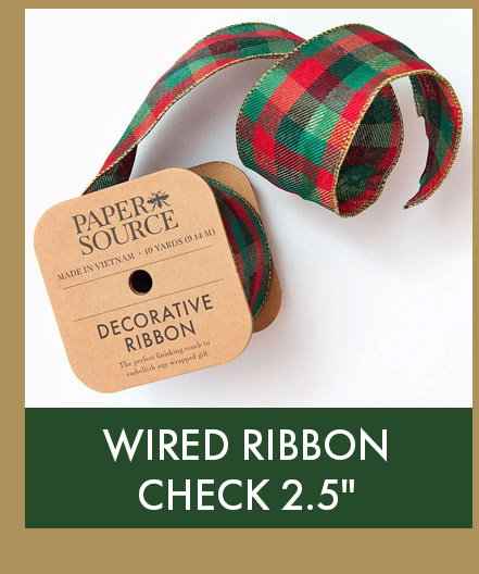 Wired Ribbon Red/Green/Gold Check 2.5