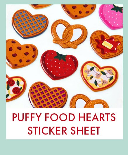 Puffy Food Hearts Sticker Sheet