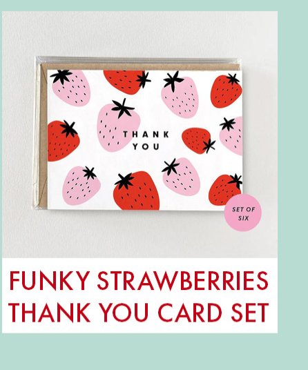 Funky Strawberries Thank You Card Set