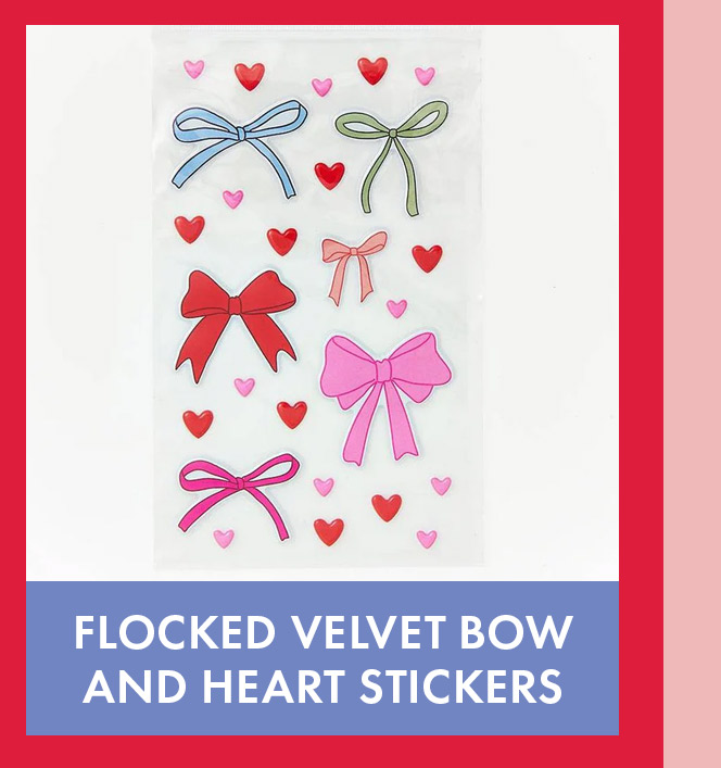 Flocked Velvet Bow and Heart Stickers