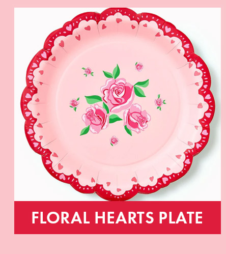 Floral Hearts Large Plate Set of 10