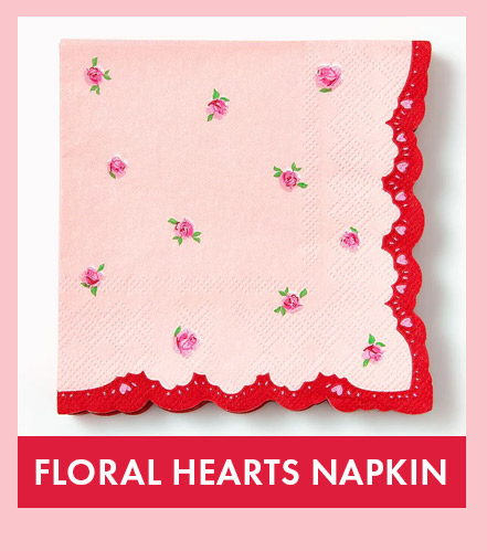 Floral Hearts Beverage Napkin Set of 20