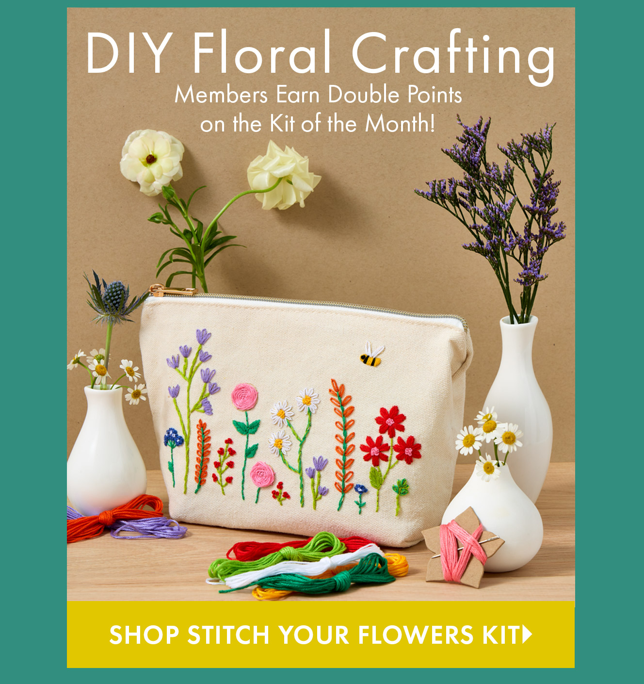 Stitch Your Flowers Pouch Kit