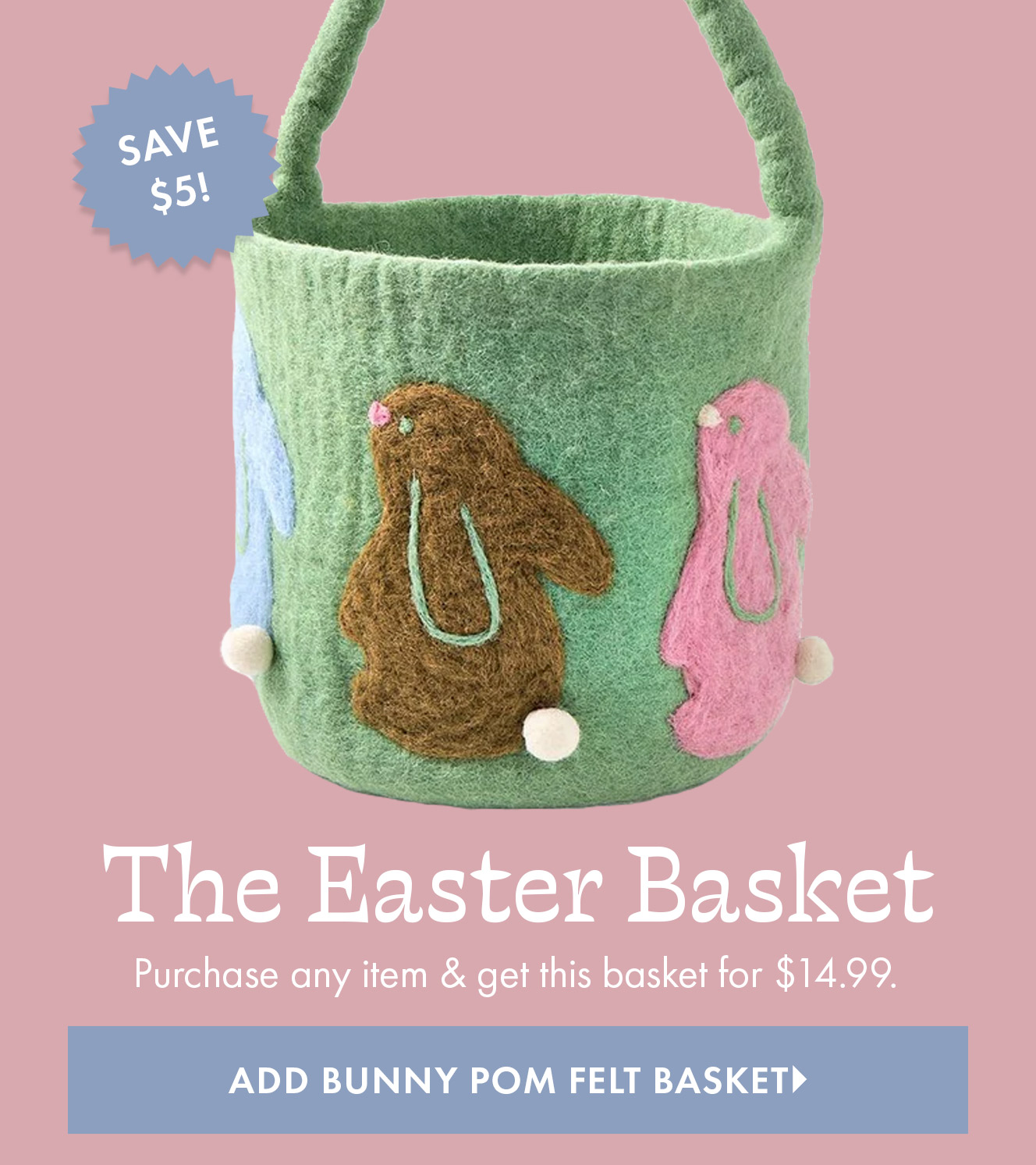 Bunny Pom Felt Basket