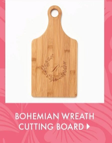 Bohemain Wreath Monogram Paddle Cutting Board