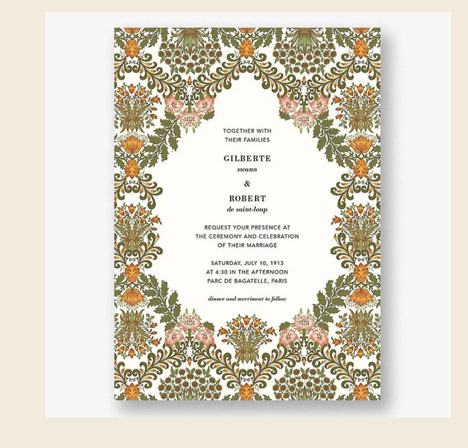 Floral Damask Wedding Invitation