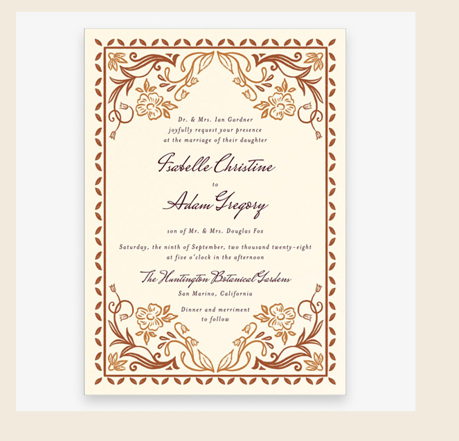 Ornamental Autumn Wedding Invitation