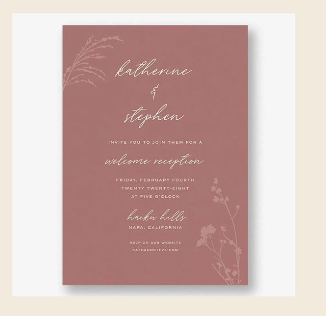Dried Floral Welcome Reception Invitation