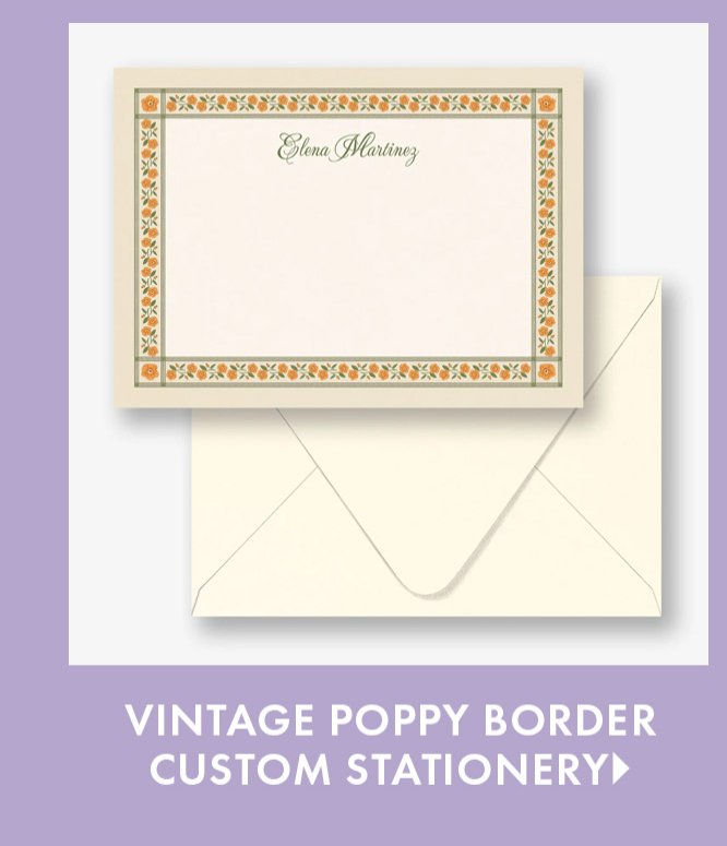 Vintage Poppy Border Stationery
