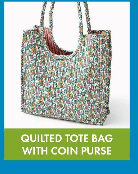 Quilted Tote Bag with Coin Purse