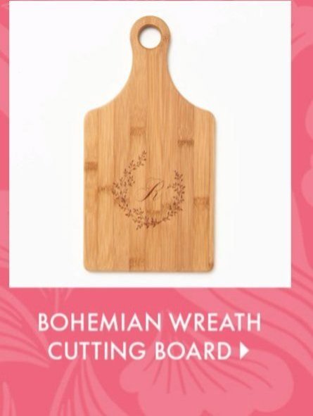 Bohemian Wreath Monogram Paddle Cutting Board
