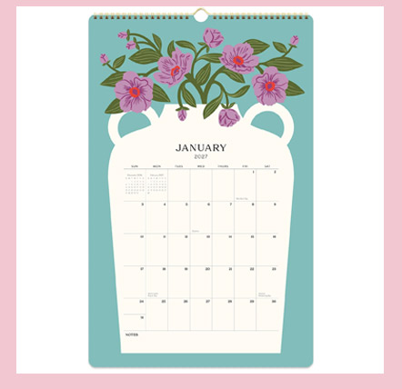 2026-2027 Paper Source Modern Vases Tall Wall Calendar