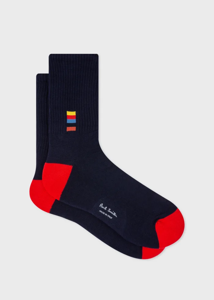 Image of Navy 'Artist Stripe' Trim Socks