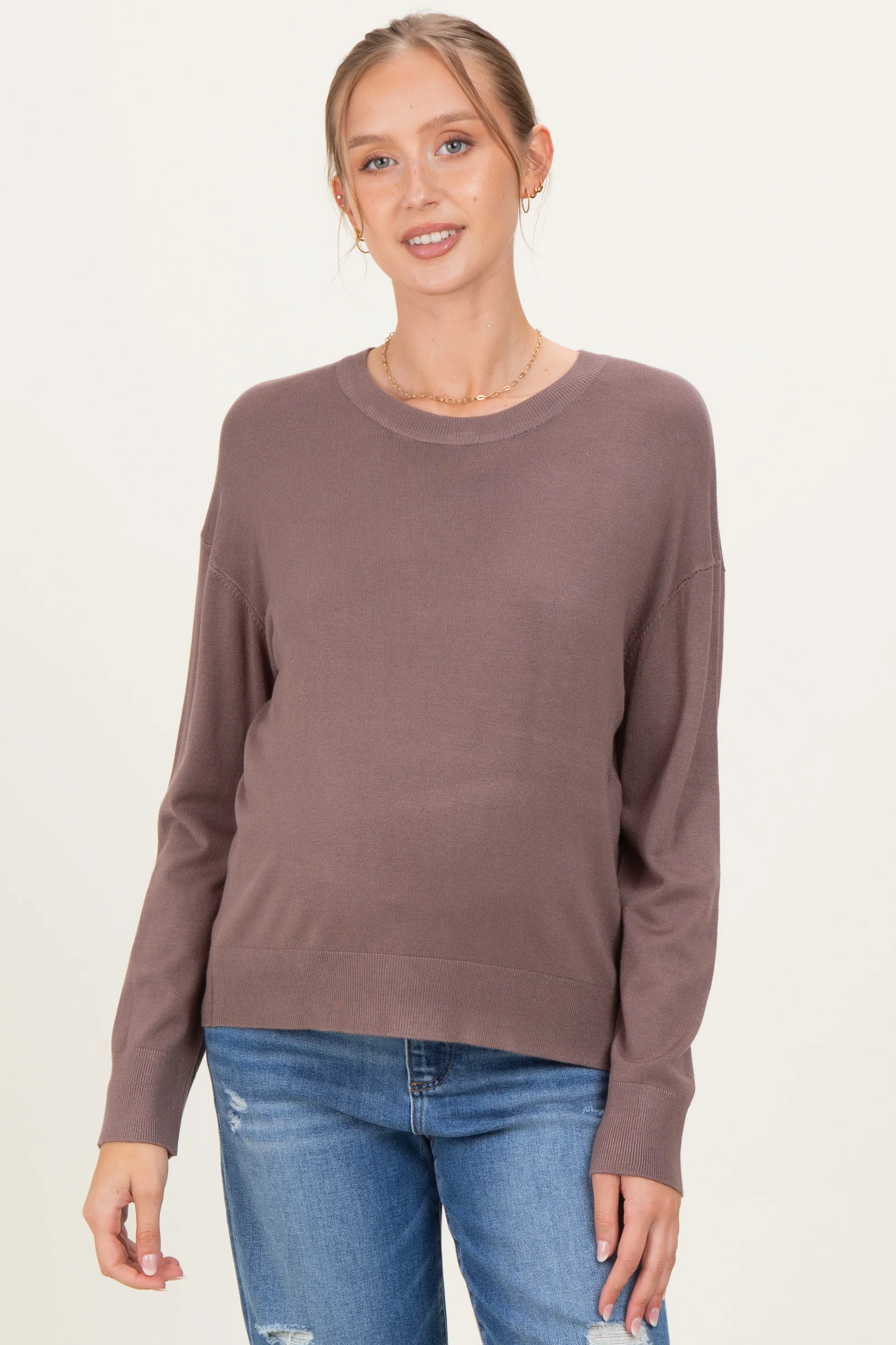 Image of Cocoa Classic Crew Neck Maternity Sweater