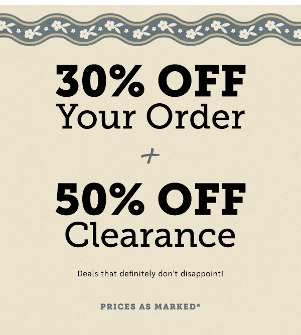 30-50% off sitewide