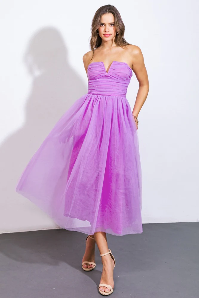 Image of Orchid Strapless Midi Dress