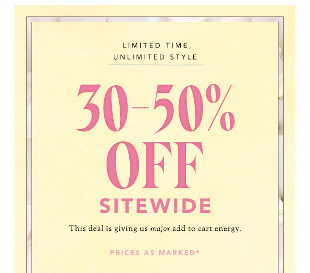 30-50% Off Sitewide