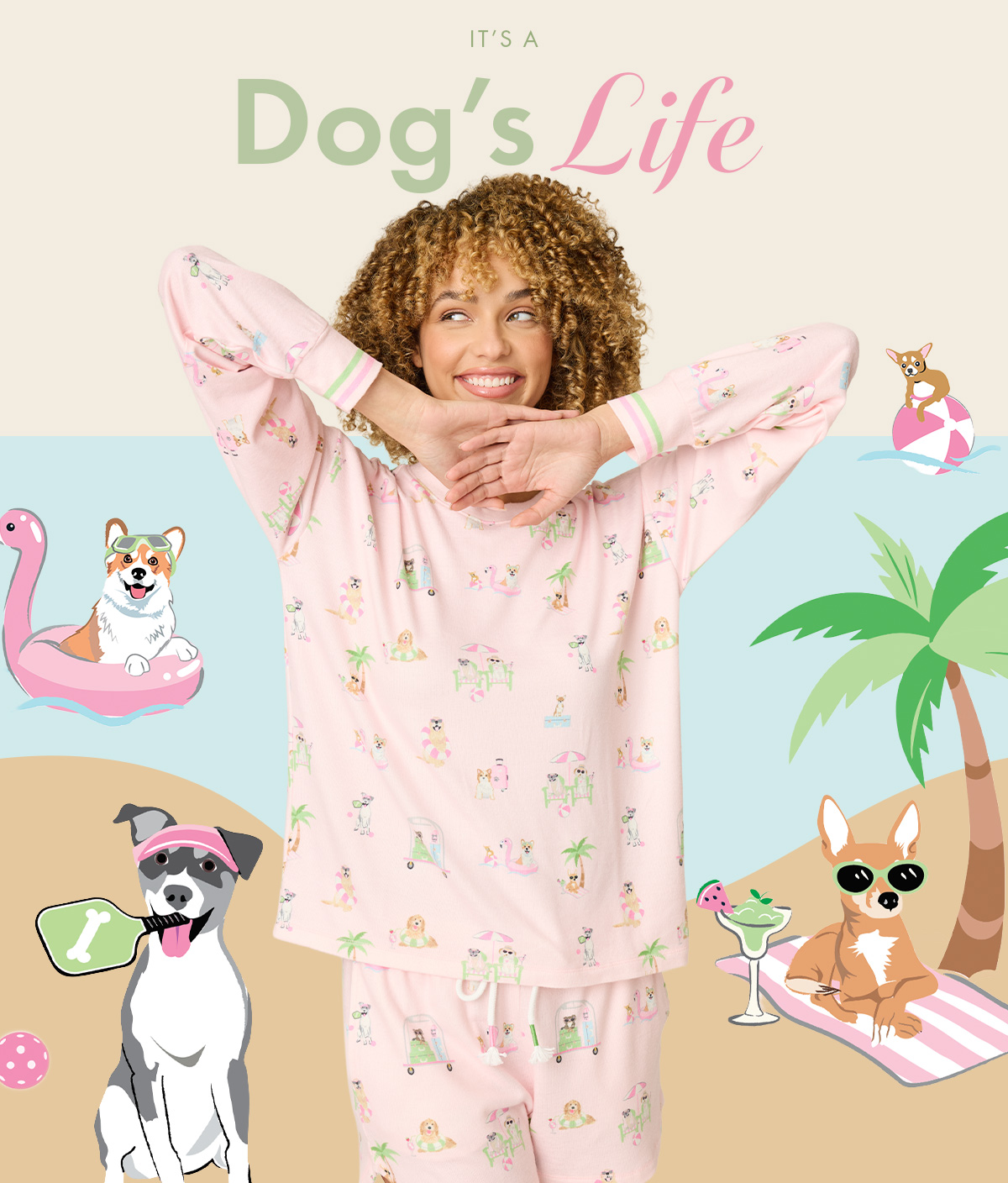 Dog's Life Prints in Peachy Jersey 