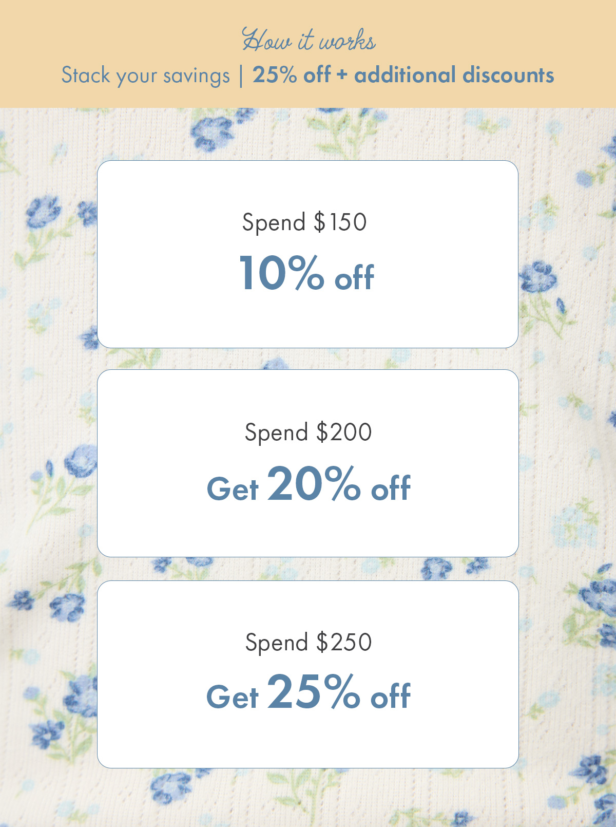 GET AN EXTRA 10- 25% OFF WHEN YOU SPEND MORE