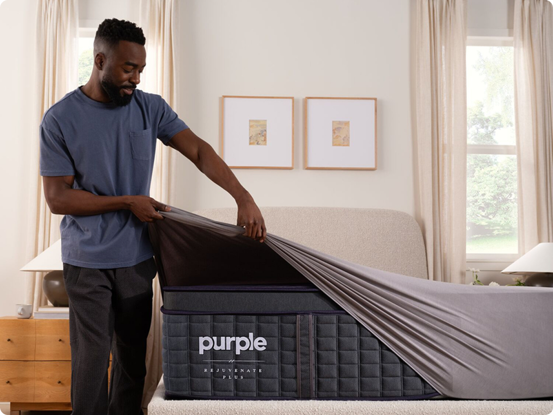 Person fixing bedding