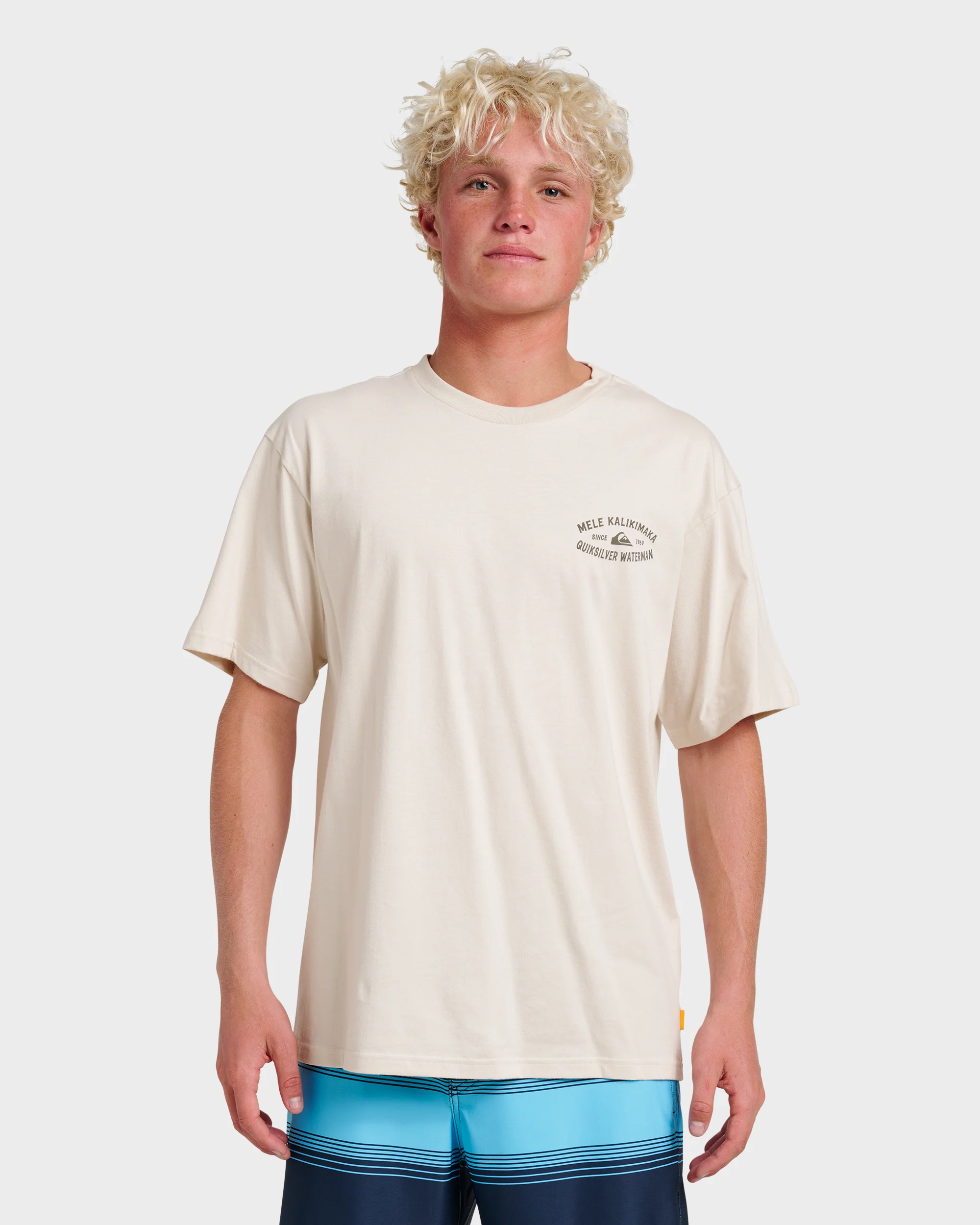 Image of Waterman Tiki Holiday Classic T-shirt - Moonbeam