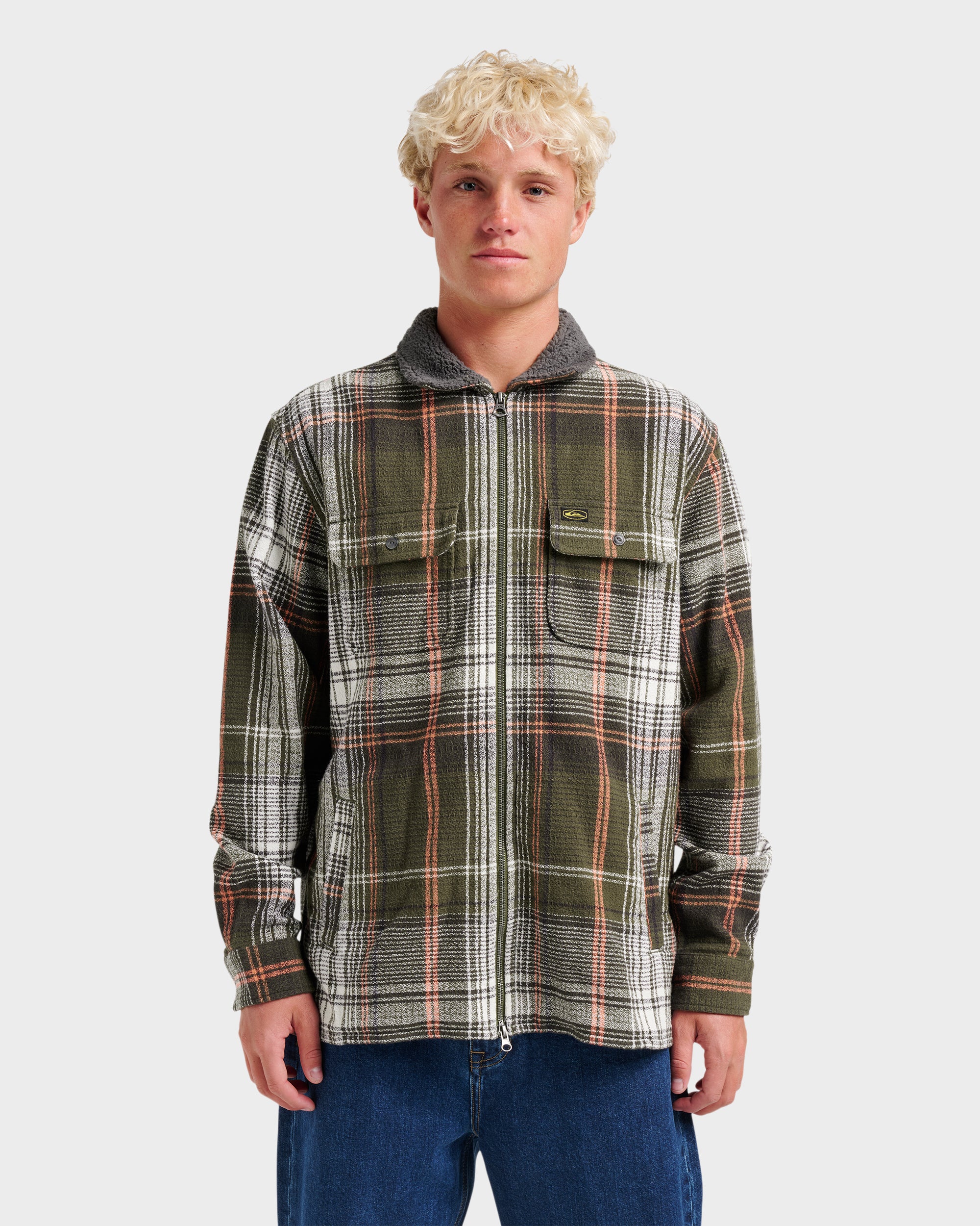 Image of Campo Zip Flannel Shirt - Grape Leaf