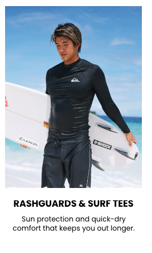 Rashguards & Surf Tees - Sun protection and quick-dry comfort that keeps you out longer.