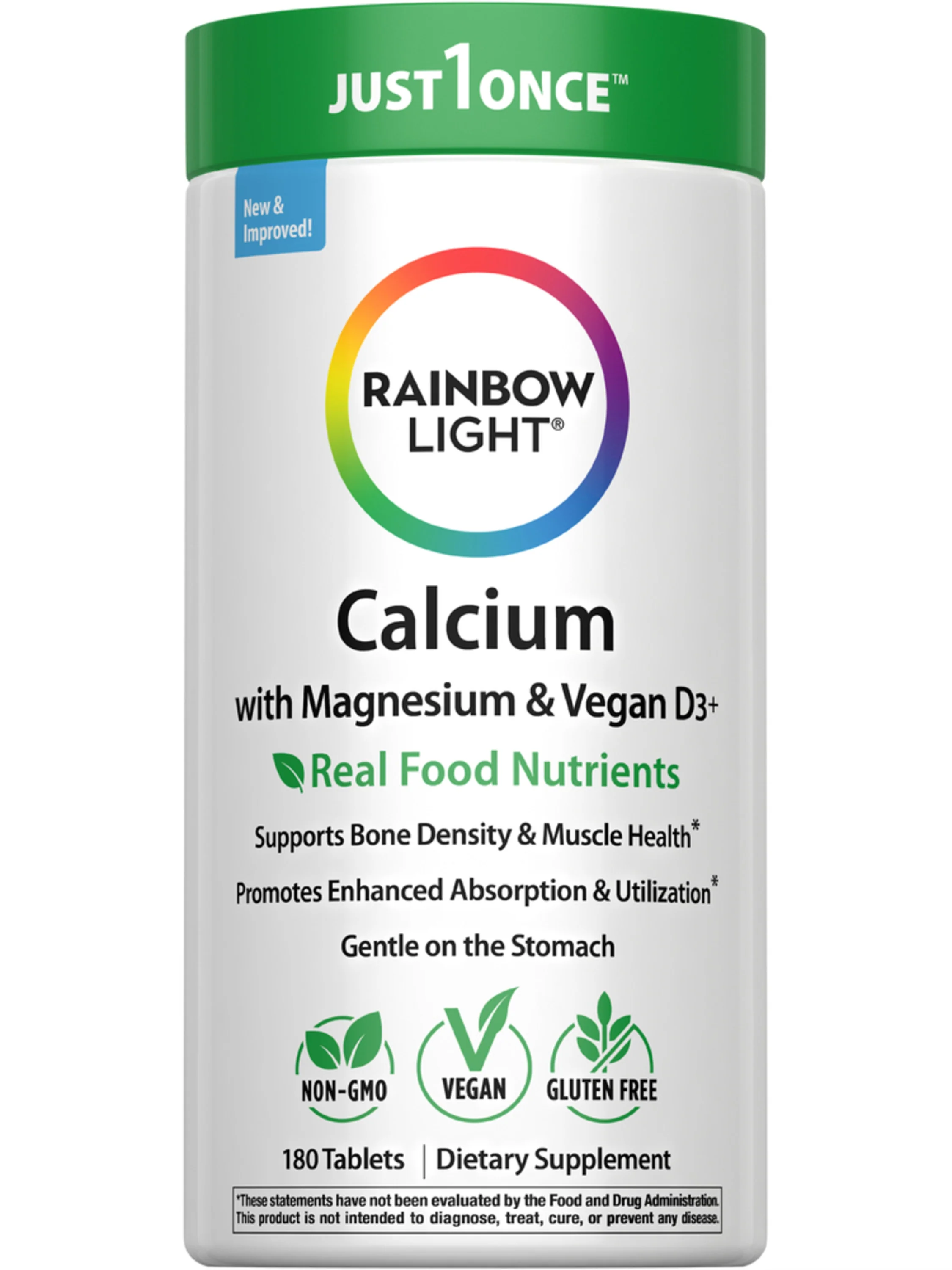 Image of Calcium Magnesium and Vegan D3 + Real Food Nutrients, 180 Vegetarian Caplets