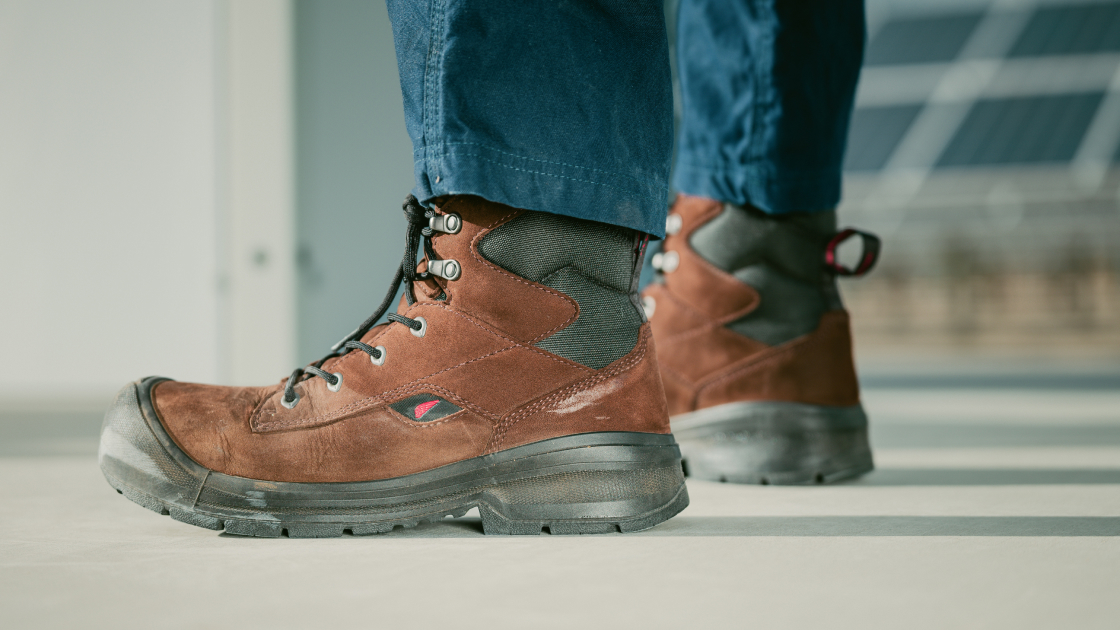 Close up of a Red Wing work boot