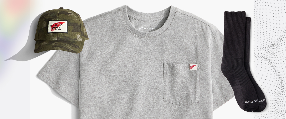Bundle of Red Wing accessories including a hat, tshirt and socks