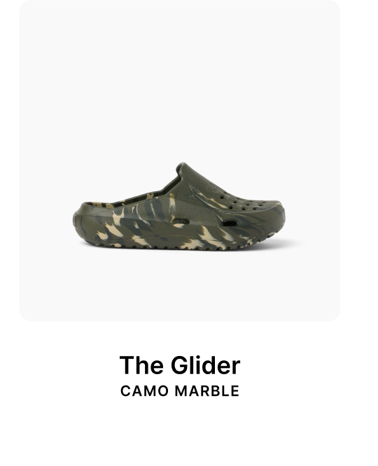 The Glider in Camo Marble: dialed in, insanely cushioned, and waiting to be worn every day. Snag your size before it's gone! 