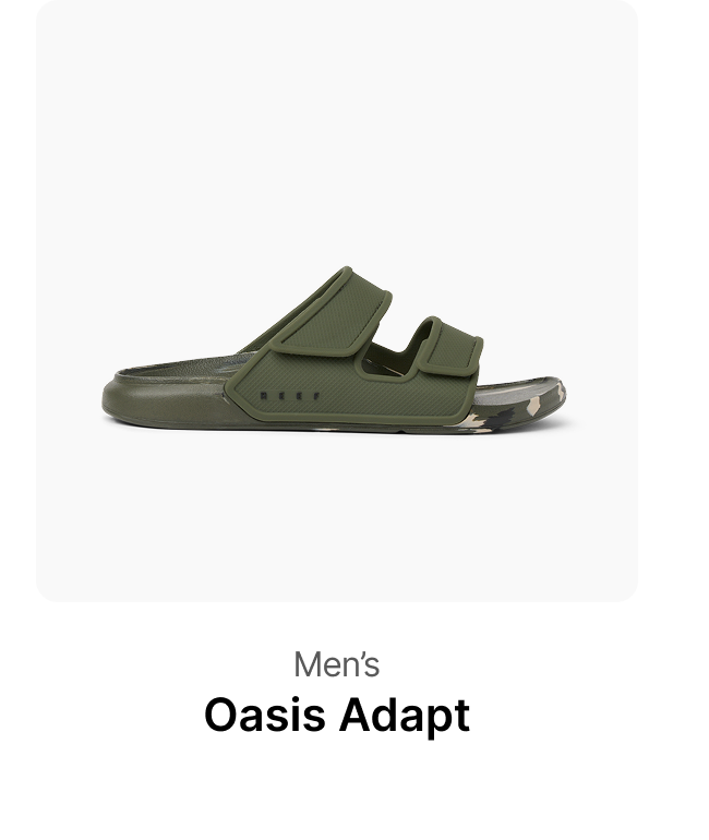 Packing just got easier. Shop lightweight travel picks at REEF and grab a Men's Oasis Adapt in Camo Marble.
