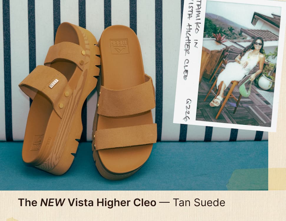New arrivals! Meet the Maya, Rosa, and Cleo. Effortless coastal boho vibes with the comfort you’ll want on repeat. The Vista Higher Cleo in Tan Suede now at REEF