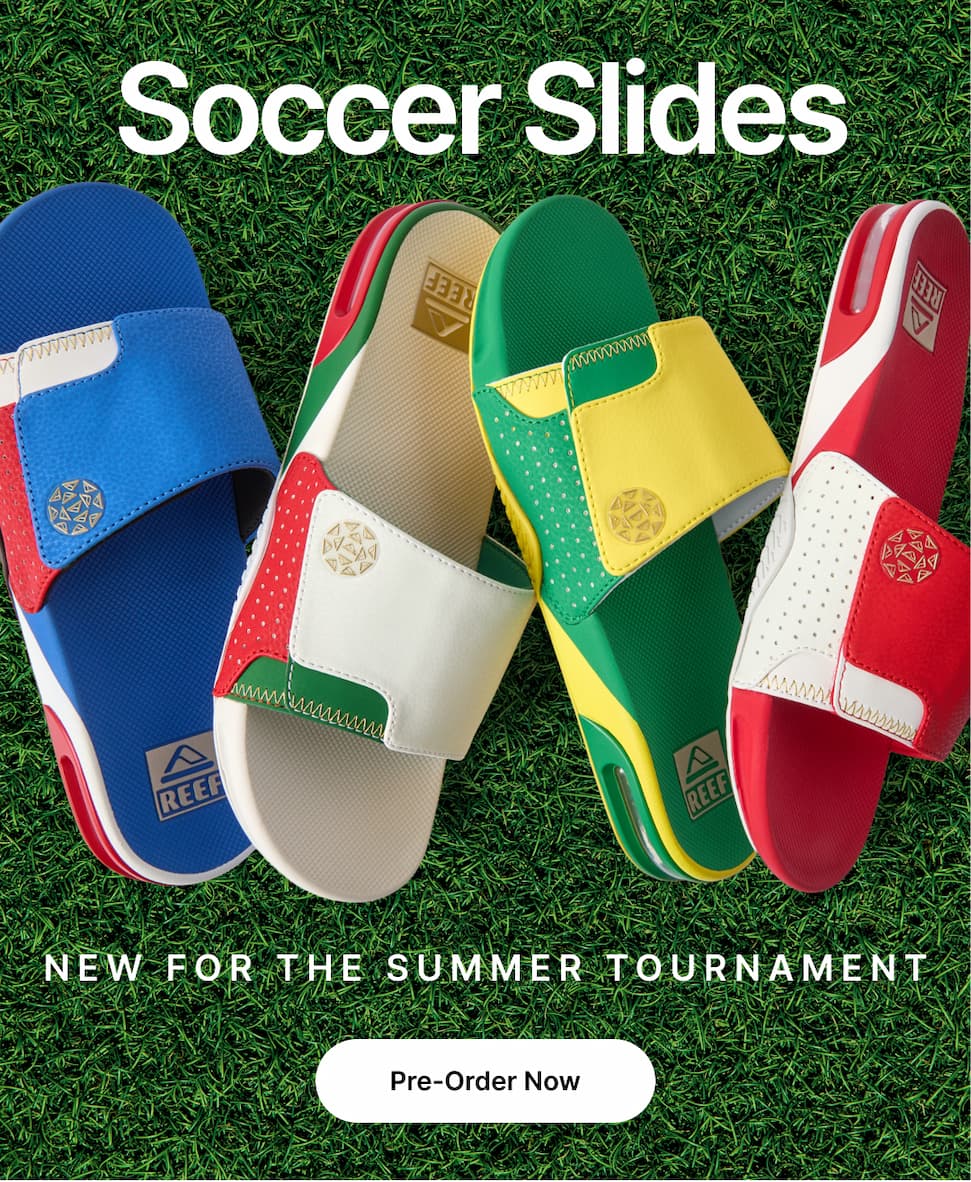 Soccer slides built for the spotlight. Rep your team’s colors and stay comfortable during this summer's tournament on the world stage.