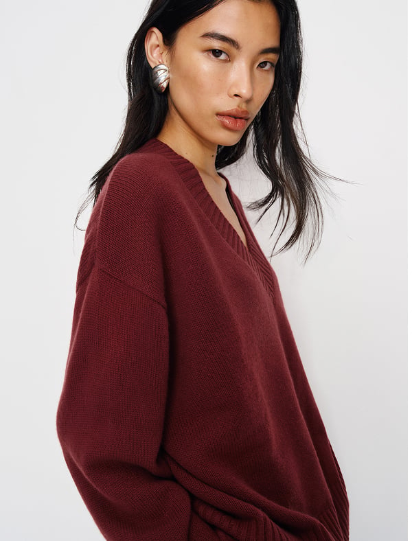 Jadey Cashmere Oversized V-neck Sweater