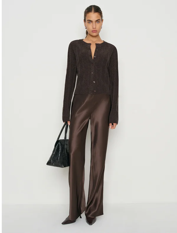 Gale Satin Mid Rise Bias Pant