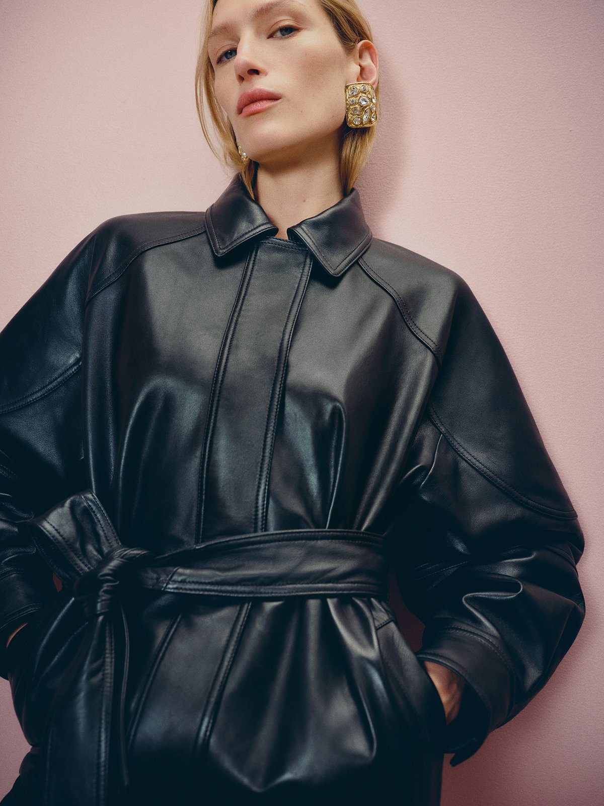 Veda Lennox Leather Oversized Bomber