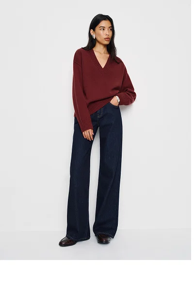 Jadey Cashmere Oversized V-neck Sweater