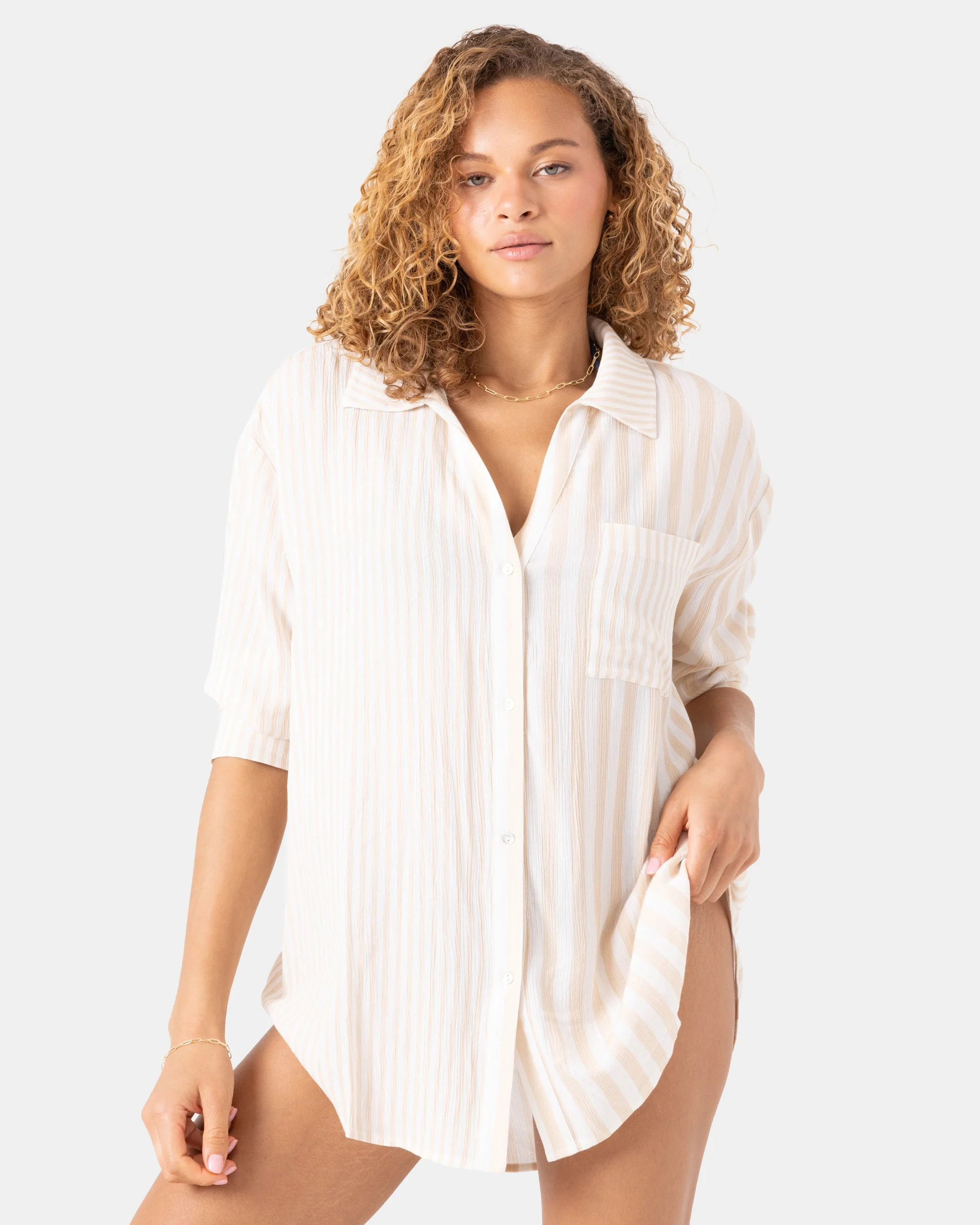 Image of Stripe Out Cover Up Shirt
