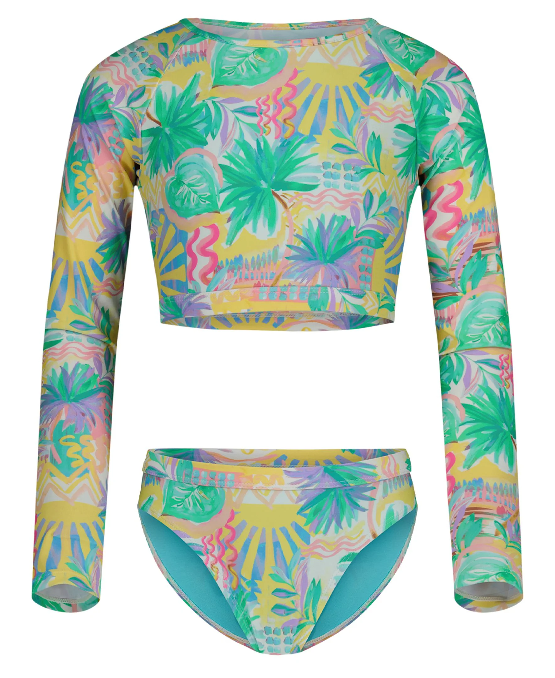 Image of Girls' Palm Sun Crop Rashguard Swim Set