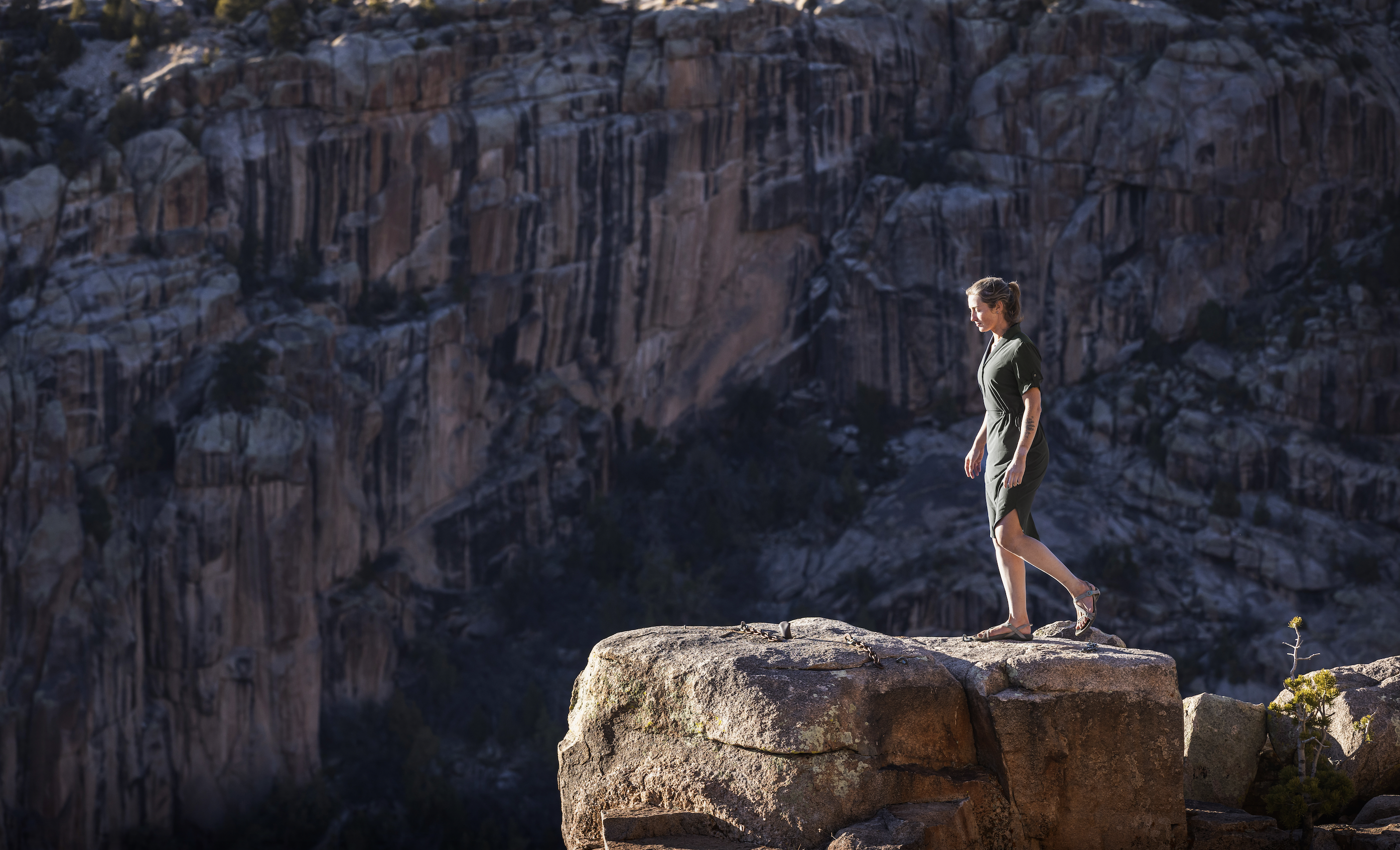 Woman walking in the mountains