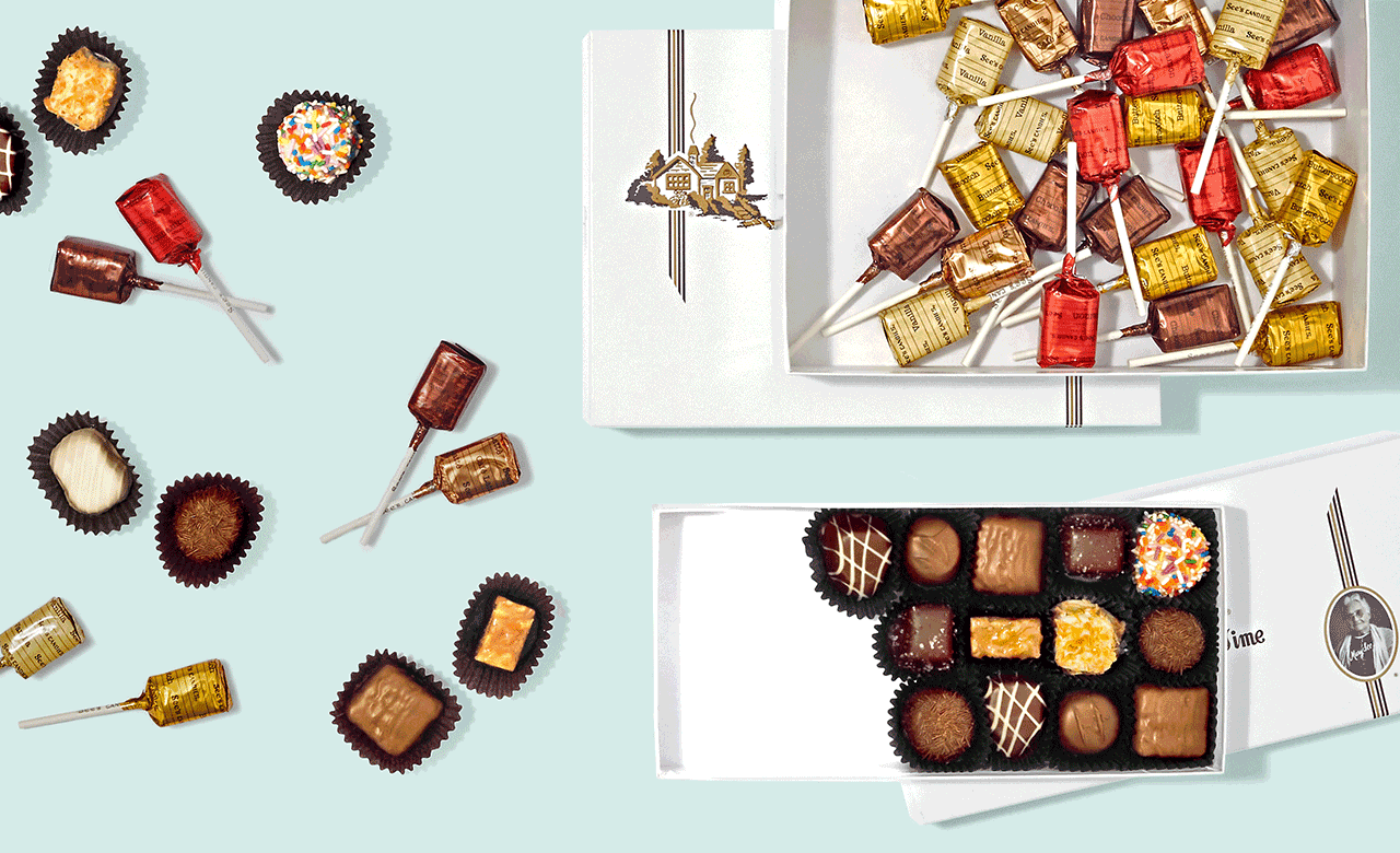 Custom Mix - chocolates and Lollypops filling boxes