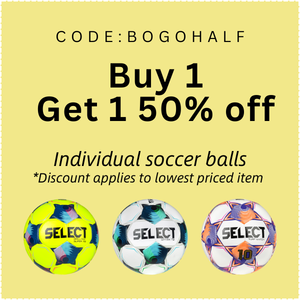 Buy 1 individual soccer ball, get one 50% off with discount code BOGOHALF