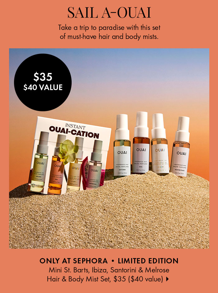 OUAI Mini St. Barts, Ibiza, Santorini & Melrose Hair & Body Mist Set